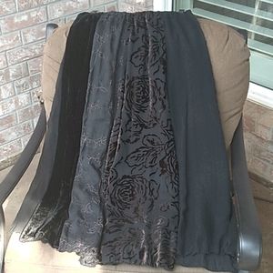 Silk and Velvet Sheer Overlay Skirt